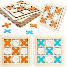 木製 3x3 XO 井字棋 四子連珠益智遊戲，適合親子互動，復活節禮物、生日禮物、派對小禮、幼兒園遊戲獎品、小禮物 - 彩色 - 查看 7