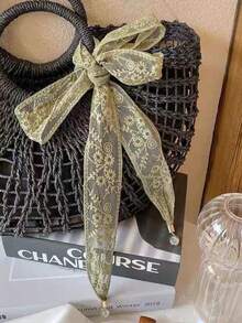 1pc Vintage Floral Daisy Embroidered Lace Headband, French Style Soft Ribbon Hair Tie, Spring Summer Versatile Atmosphere Braided Hair Ribbon Hair Accessory For Travel And Photography - Multicolor - View 6