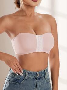 CELILIN Bra Bandeau Tanpa Tali dengan Penutup Depan Warna Pink untuk Wanita, Anti Selip, Anti Jatuh, Push-Up, Ramah Kulit, Tanpa Jahitan - Berwarna merah muda - View 6