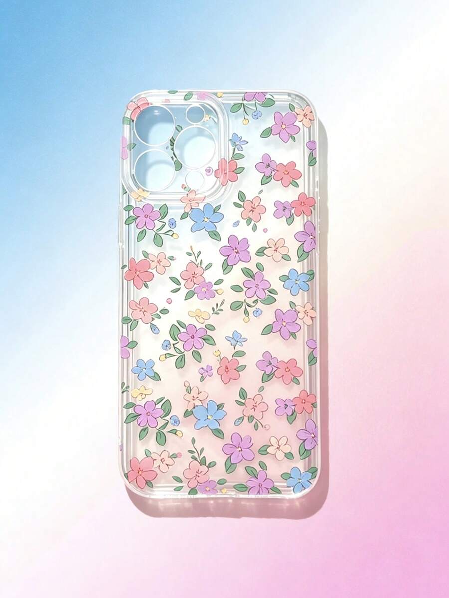 1件夏季全螢幕碎花清新風 17Promax 相容於 Apple 16Pro/15plus/14pro/3Pro/12Pro/11 保護殼 百搭時尚女款太空殼 - 彩色 - 查看 1