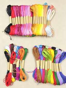 12/24/50 Colors Embroidery Thread, 6 Strands Per Thread, 7.5m Long, Vibrant Colors, Random Assortment, Colorfast And Fade-Resistant Cross Stitch Thread, For Embroidery Enthusiasts - Yellow Label Cross Stitch Thread - View 2