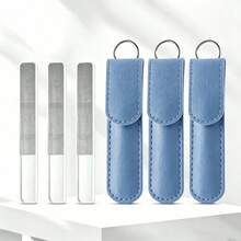 6件/2件組美甲銼刀套組，附黃色皮革收納盒與透明美甲銼刀，適合初學者簡易美甲，迷你雙面工具含拋光條可讓指甲亮澤，水晶美甲銼刀透明美甲神奇工具 - 彩色 - 查看 15