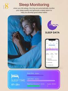 D8 Smart Ring Fitness Tracker, Unisex, Ringan, Tanpa Jahitan, Nyaman Dipakai, Smart Ring Kesehatan, Pemantauan Detak Jantung Real-Time 24 Jam, Pelacakan Siklus Tidur Nyenyak, Perekaman Berbagai Aktivitas Olahraga & Kebugaran, Tahan Air & Debu IP68 untuk Pemakaian Sehari-hari - View 7