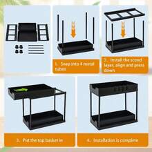 2 Tier Under Sink Storage Rack, Double Sliding Drawer Organizer With Hooks For Kitchen, Bathroom, And Home Use - H-shaped Storage Rack-black - View 7