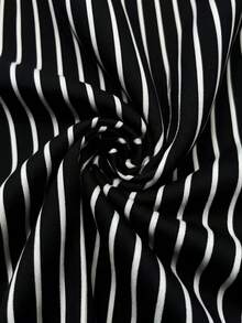 1pc Black Striped Men's Long Pants, Drawstring Elastic Waist Casual Trousers, Double Side Pockets, Straight Leg Drape, Slimming Lazy Versatile Home & Commute Striped Pants, Machine Washable, Comfortable Skin-Friendly, Old Money Style, Gentleman Elegant Men's Pants - Black - View 10