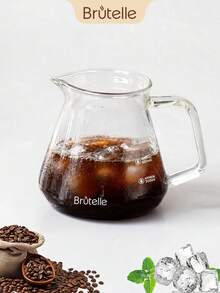 Brutelle 1件耐熱玻璃咖啡壺咖啡牛奶杯，耐高溫，小巧便攜，適用於廚房、酒吧、餐廳、辦公室 - 分享壺 - 查看 2