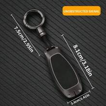 適用於 3 按鈕鋅合金鑰匙殼，相容 Focus/Mondeo/Fiesta/Kuga/Edge/Fiesta/Focus/Mondeo/Escape/Fusion 車鑰匙保護套，附登山扣 - 圓扣-一面皮革一面透明膜 - 查看 2