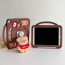 Lolla 1pc Cute Bear (No Pen) Rotating Folding Stand Compatible With IPad Protective Case 7/8/9 Tablet Shell 2022 Apple Air 5/4/3 9th Gen 10.2 Silicone Pro 11 Full Coverage 2024 Mini 7 New Air 6/A11/9/ Pad 2/SE - Multicolor - View 5