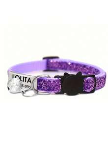 1 pieza Collar ajustable y suave personalizable para gatos con hebilla de liberación y campana, adecuado para uso diario en gatos o perros pequeños y medianos - Morado - Ver 9