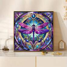 1PC| 5D DIY Diamond Painting | Purple Dragonfly Pattern Diamond Painting Kit, Full Drill Mosaic Craft Set. High Definition Art Diamond Painting. Suitable For Adult Beginners DIY Mosaic Diamond Art, Focus And Relax Through DIY, Suitable For Living Room, Bedroom, Office Wall Decoration Hanging Painting, Surprise Holiday Home Decor Gift For Family And Friends, Unframed [30*30cm/11.8*11.8in][40*40cm/15.7*15.7in] - No Frame - View 2