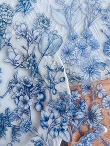 50-Piece Set Of Blue And White Floral And Plant Stickers For Decorating Suitcases, Laptops, Scrapbooks, Diaries, Skateboards, Guitars, Helmets, Water Bottles, And More-DIY Decal Set - Multicolor - View 4