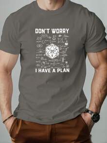 DON'T WORRY I HAVE A PLAN Men'S Summer Casual Round Neck Short Sleeve T-Shirt - 黑色 - 查看 11