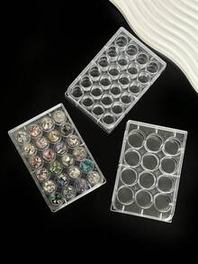 High Definition Clear Nail Art Rhinestone Jewelry Storage Box With Accessories Display Box, One-Piece Flip Lid Nail Salon Display Organizer Box - Clear - View 6