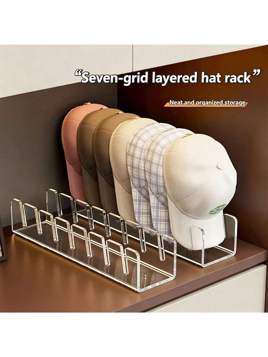 Acrylic Baseball Cap Display Rack, Holds 14 Caps, Suitable For Bedroom, Closet, Vanity - Transparent,Bedroom Room Decor,Back To School - Multicolor - View 1