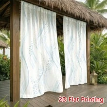 2pcs Outdoor Curtains And Semi Sunshades Are Suitable For Courtyards, Terraces, Porches, And Canopies. They Are UV Resistant/Fade Resistant And Have Both Sun Protection And Privacy Protection Functions - Multicolor - View 2