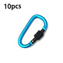 5pcs/10pcs D-Shaped Aluminum Alloy Locking Carabiner Key Chain Backpack Clip Water Bottle Hook - Multicolor - View 27