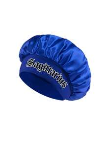 1pc Satin Sleep Cap, Lightweight Hair Protection Bonnet, 12 Zodiac Print Large Size Sleep Cap, Loose Elastic Band, Suitable For Curly Hair Sleep Wear - Multicolor - View 5