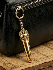 Mini Realistic Microphone Actor Souvenir Performance Gift, Customizable With Personalized Text, Suitable As A Gift For Family, Friends Or Loved Ones, Applicable For Graduation Season, Valentine's Day, Anniversary, Mother's Day, Father's Day, Backpack Decoration Pendant, Personalized Bag Charm - Multicolor - View 3