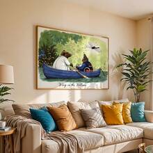CPWAD 1pc 2D Frameless Canvas Decorative Painting, Vintage Willow Forest Sound Rowing Animal Illustration Poster, Fairy Tale Water Rat Mole Riverside Boat Artistic Wall Art, Suitable For Living Room, Bedroom, Study - 1pcs - View 5