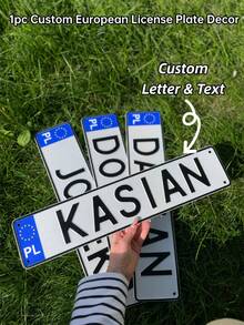 1pc Customized Text License Plate Sign, EU License Plate Door Plaque Wall Decor, Garage Decor, Man Cave Accessories - Multicolor - View 9