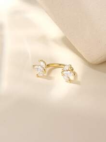EleRunis 1PC 925 Sterling Silver Dainty Flower Rook Earlobe Double Half Huggie Cartilage Helix Piercing Fine Jewelry For Daily Wear Wedding Party Valentine's - Gold - View 5