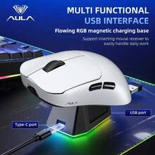 AULA SC380 Pro Gaming Mouse, Wireless & Bluetooth, Lightweight Design, Triple-Mode Connection, RGB Magnetic Charging Dock Bundle, 12000 DPI, Ergonomic Grip, Ideal For Gaming, Home And Office Use, Multi-Device Compatible, Long Battery Life - View 5