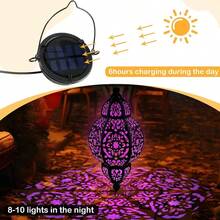 Aurelema 1 Pc Hanging Solar Lights Moroccan Outdoor Decor Solar Lantern Waterproof Metal Moroccan Decorations For New Year Thanksgiving Patio Pathway Yard Porch Backyard Garden - Default - View 3