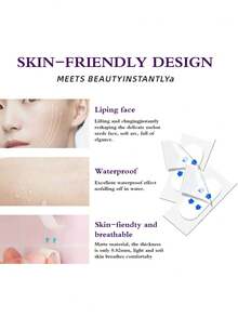 60pcs High Elastic Invisible Neck Support Patches, Elastic Wrinkle-Reducing Patches, Suitable For Men And Women, Invisible Fine Line Reduction, Applicable For Chin And Skin, Face Tape, Face Mask - Multicolor - View 4