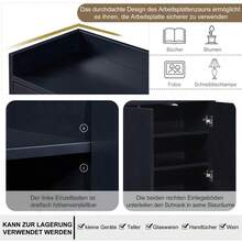 Storage Cabinet In A Modern, Minimalist Style/High-Quality MDF Panels, Storage Cabinet With Steel Tube Frame/4 Handleless Doors, Adjustable To Three Heights/Suitable For Dining Room, Living Room And Kitchen - Black - View 7