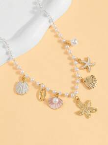 1pc Multi-Color Starfish Necklace, Beach Vacation Style Pendant, Versatile Elegant Necklace - Multicolor - View 3