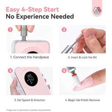 Saviland 30s Fast Removal Electric Nail Drills 50000 RPM: Professional Cordless Nail File For Acrylic Nails Gel Polish Dip Powder Manicure Pedicure 1200mAh LCD Display Pink - 粉色 - 查看 9
