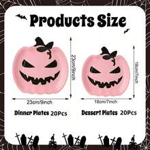 40Pcs Halloween Pumpkin Paper Plates Cute Grimace Pink Orange Pumpkin Shape Disposable Plates 7 Inch 9 Inch Halloween Tableware For Birthday Holiday Party Decor Supplies - Pink Pumpkin Plate - View 2