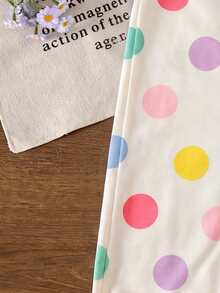 Girls' Colorful Polka Dot All-Over Print Overalls Long Pants, Casual Outdoor Dopamine Versatile Minimalist Preppy Style, Suitable For Graduation & Back To School Commute, Social Gatherings, Daily & Today's Outfit - Multicolor - View 4