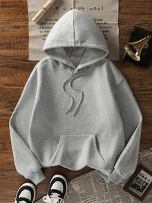 Women's Autumn/Winter New Minimalist Fashion Leopard Print & Letter Graphic Casual Everyday Versatile Warm Lined Sweatshirt - Dark Gray - View 6
