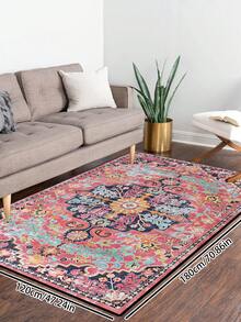 1 pieza Alfombra de estilo persa vintage desgastada, estilo bohemio marroquí rojo de fibra de poliéster cómoda, alfombra rectangular rosa de fácil cuidado lavable para sala de estar, pasillo, lado de la cama, sala de estar, dormitorio, decoración del hogar - Multicolor - Ver 28