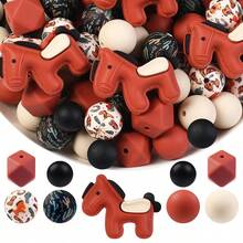 30pcs Cute 3D Animal Horse Silicone Beads Set Wholesale, Jewelry Making Beads, Fashion Design, Jewelry Making Beads, Perfect For DIY Bracelets, Lanyards, Bead Pen Accessories, Holiday Party Decorations And Other Handmade Crafts - Ideal Gift - Multicolor - View 8