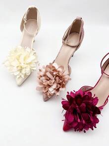 2 piezas Nuevos clips de flor de camelia desmontables hechos a mano para zapatos de tacón alto, adecuados para decoración de zapatos de tacón alto de boda, adecuados para zapatos, botas, ropa, sombreros, accesorios para el cabello, regalo exquisito para mujeres - Multicolor - Ver 4