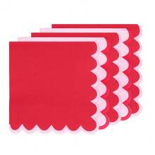20/40/80pcs Wavy Edge Cocktail Napkins, Red & Pink Contrast Border Decorative Dinner Napkins, 6.5 Inch Large Capacity, Suitable For Wedding, Bridal Shower, Valentine's Day, Birthday Party Table Decor, Unisex - Pink - View 3