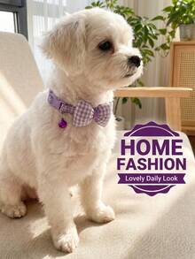 Multi-Color Pet Cat Dog Collar With Adhesive Cotton Cute Bow Plaid Pattern Suitable For Small And Medium Pets Decoration - Multicolor - View 6