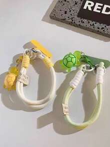 1件海龜吊飾手機掛繩 - 通用手工腕帶，適用於手機、相機、鑰匙 - 可愛海龜吊墜鑰匙圈配件 - 多色包裝附夾扣防丟 - 彩色 - 查看 3