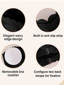 3pcs Seamless Plus Size Strapless Non-Slip Wire-Free Push-Up Bra, Scalloped Design Hollow Back Sexy Bandeau, Suitable For Daily Casual Home Wear - Multicolor - View 8