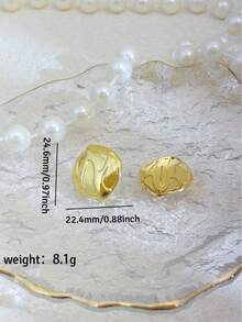 Chunky flüssige wellenförmige quadratische Ohrstecker für Frauen, Edelstahl hypoallergen asymmetrische geometrische goldene Ohrringe Damen Statement Schmuck Geschenke - Verschiedenfarbig - Übersicht 9