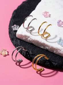 Fake Lip Ring Double Hoop Fake Clip-On Snake Bite Lip Ring Fake Cartilage Clip, Fake Earring Piercing Clip-On Hoop Fake Lip Piercing Jewelry - A Style - View 1