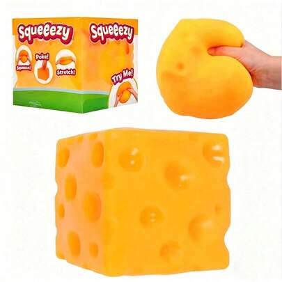 1pc Extra Large Cheese Squishy Toy - Realistic Oversized Cheese Slow Rebound Squeeze Ball Stress Relief Cheese Butter Squishy Soft Malleable Tofu Ball Surprise Squeeze Toy - Perfect Gift For Birthday, Gamers, Holidays, Christmas
