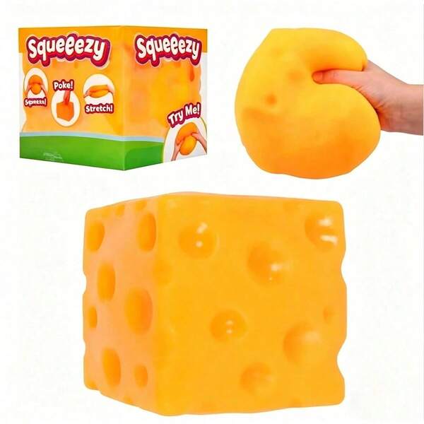 1pc Extra Large Cheese Squishy Toy - Realistic Oversized Cheese Slow Rebound Squeeze Ball Stress Relief Cheese Butter Squishy Soft Malleable Tofu Ball Surprise Squeeze Toy - Perfect Gift For Birthday, Gamers, Holidays, Christmas