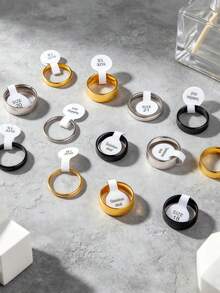 10/20pcs/Lot Classic Fashion Exquisite Stainless Steel Women's Rings, Striped Oil-Drip Style, Random Designs, Casual Party Gift, Daily Wear Jewelry - Mixed-color Polished Stainless Steel Ring - View 6
