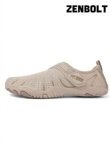 Zenbolt 女款水鞋，寬趾赤足鞋，快乾兩棲沙灘鞋，時尚字母圖案，休閒運動風，適用於水上運動、划船、游泳、徒步、健身訓練、日常活動與運動 - 卡其色 - 查看 7
