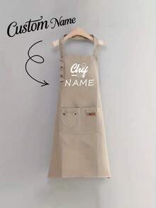 Customizable Name Apron - Durable And Comfortable Neutral Kitchen Workwear, Easy To Care For, Practical Design With Pockets And Adjustable Shoulder Straps, Suitable For Cooking Enthusiasts - Multicolor - View 13
