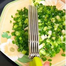 3/5 Blade Stainless Steel Kitchen Scissors, Multi-Color Herb & Vegetable Chopper, Sharp & Rust-Resistant, Ergonomic Handle, Convenient For Chopping Scallions, Suitable For Salad, Chili, Cilantro & Ingredient Preparation, Includes Cleaning Brush, Essential Cooking Tool - Multicolor - View 10