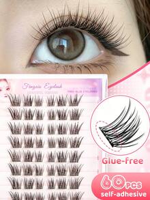 Glue-Free Baby Curved False Eyelashes, C Curl, 6-11mm Mixed Length, 60 Clusters Korean Style, Naturally Enlarges Eyes. No Glue Needed, DIY Quick Application Saves Makeup Time, Easy To Apply, Suitable For Beginners, Lightweight Realistic Lashes Not Easily Messy, Reusable, Perfect For Commuting And Dating, Ideal Holiday Gift For Best Friends And Girlfriends. - C - View 2